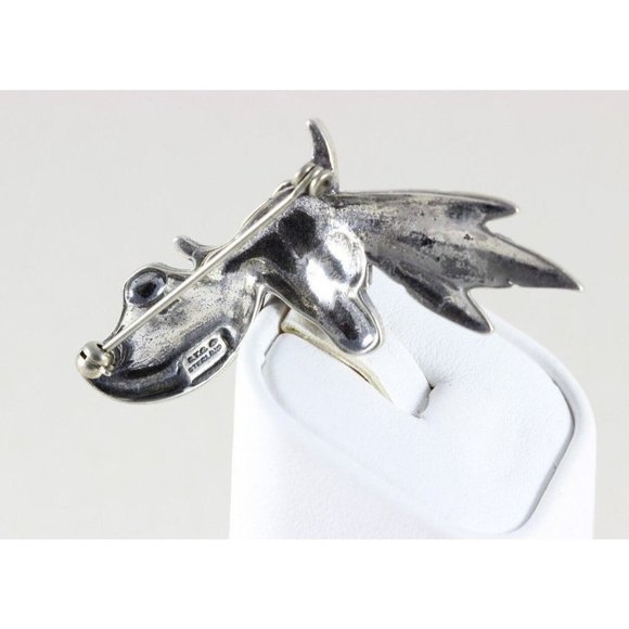 Vintage Sterling Silver Western Pin Brooch Steer Feather and Bowl - Picture 5 of 5